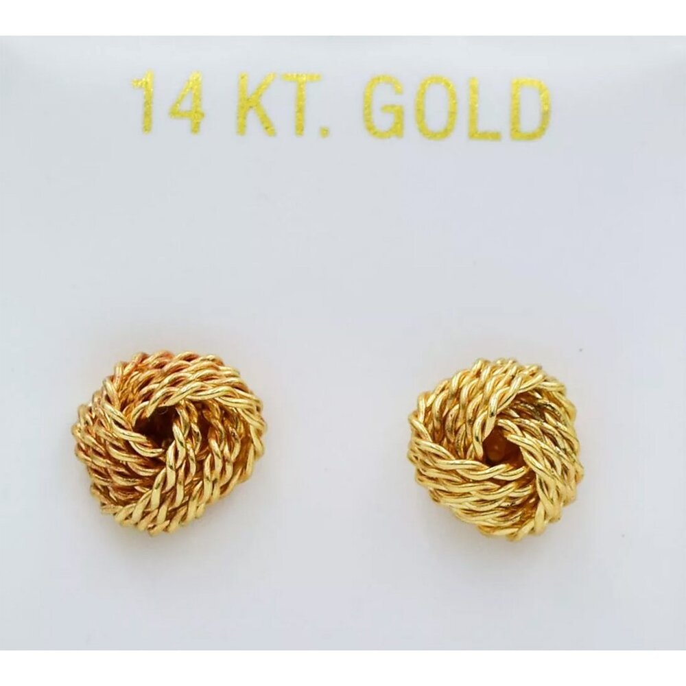 Knot Stud Earrings 14k Solid Yellow Gold